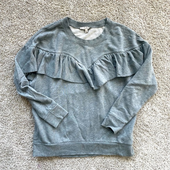 Womens Express sweatshirt sweater with ruffle gray casual look size medium - Picture 1 of 6